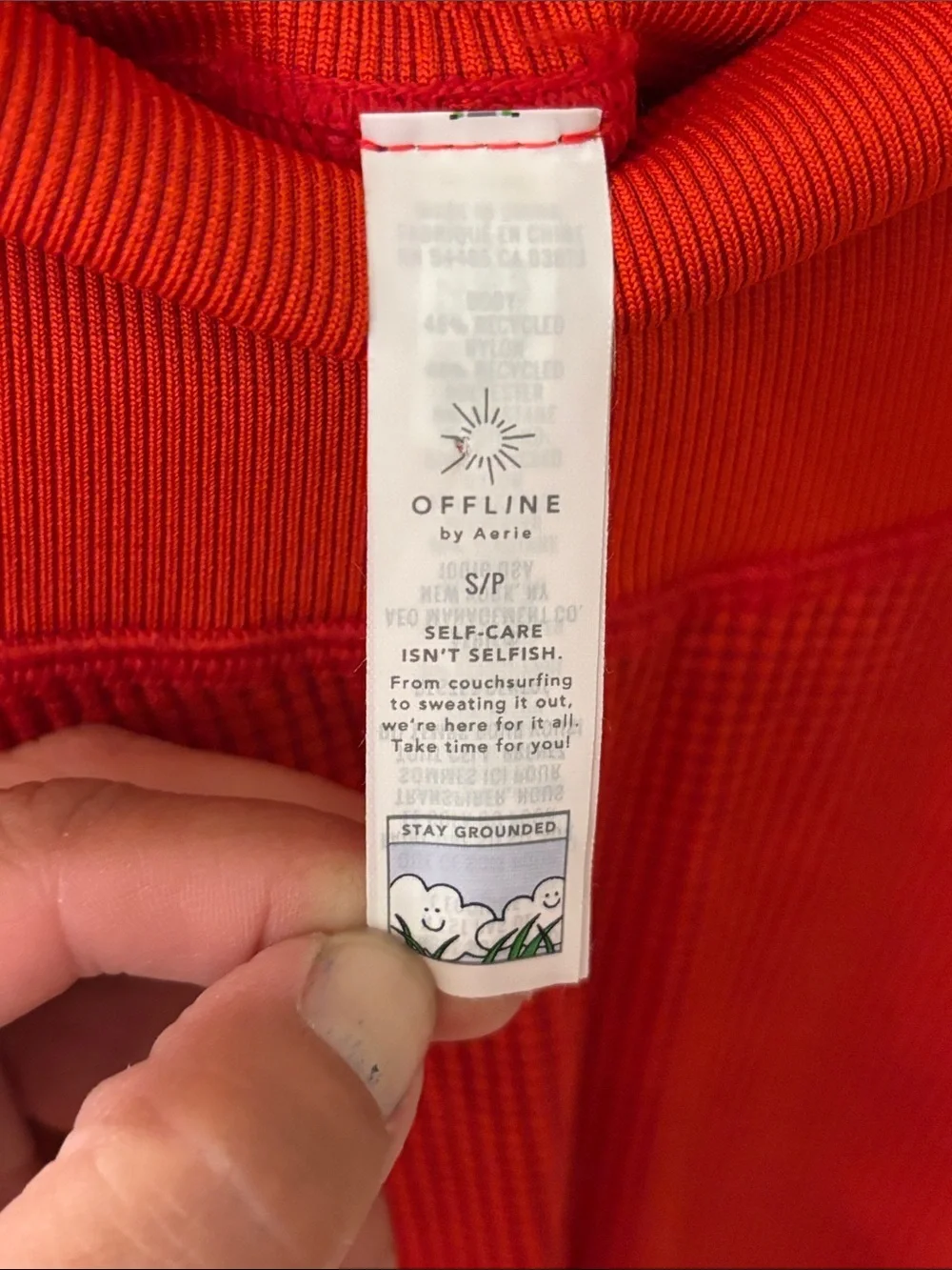 Offline by Aerie High Rise 7/8 Textured Leggings Red Orange Size Small